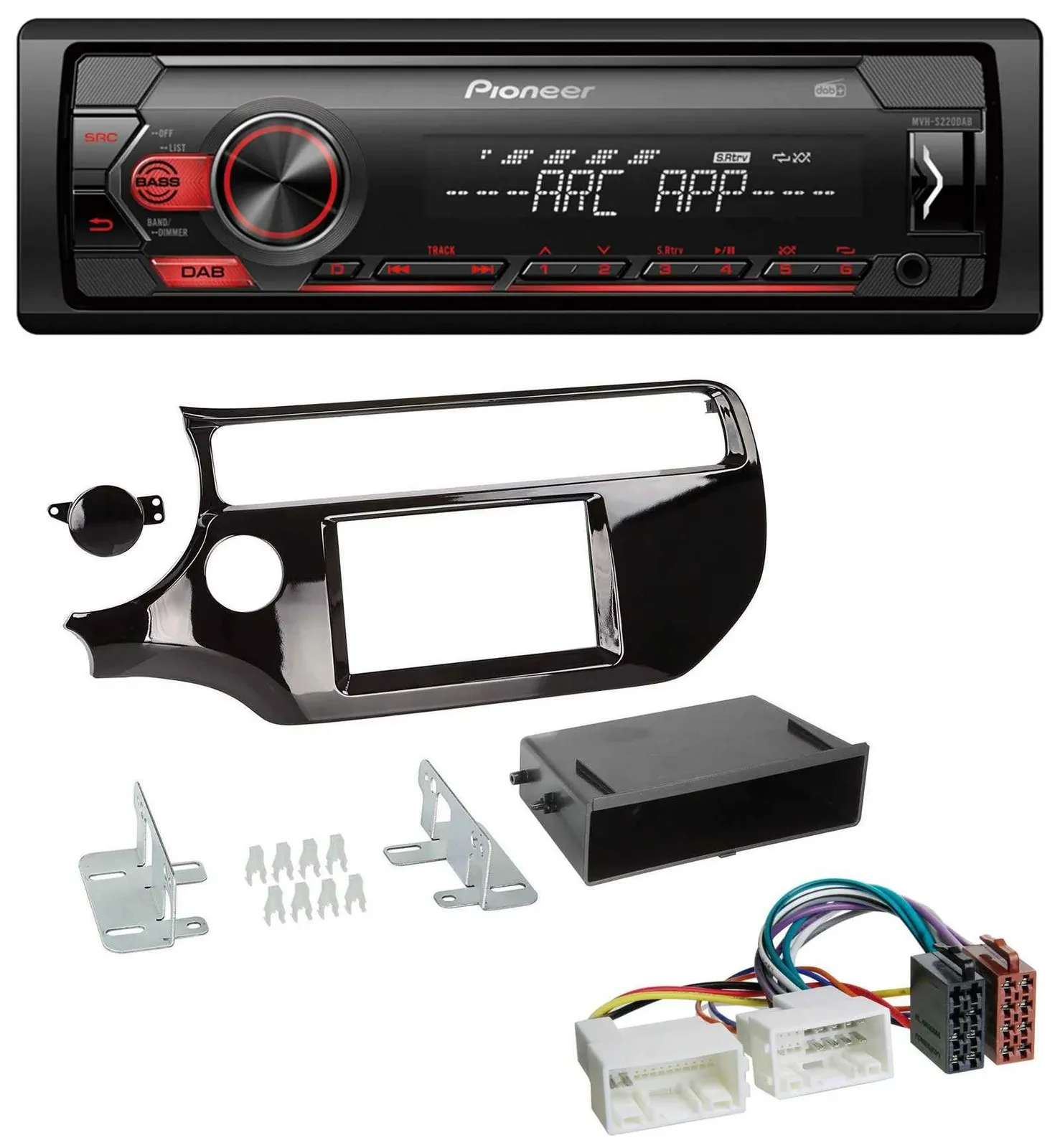 Автомагнитола для Kia Rio UB (с 2015) Pioneer 1-DIN, DAB, MP3, AUX, USB, пиано-черный