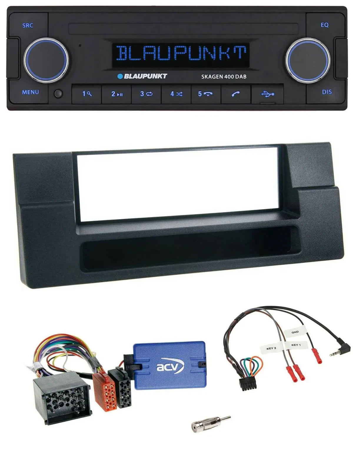 Blaupunkt DAB USB Bluetooth Lenkrad Autoradio für BMW 5er Ablage Rundpin