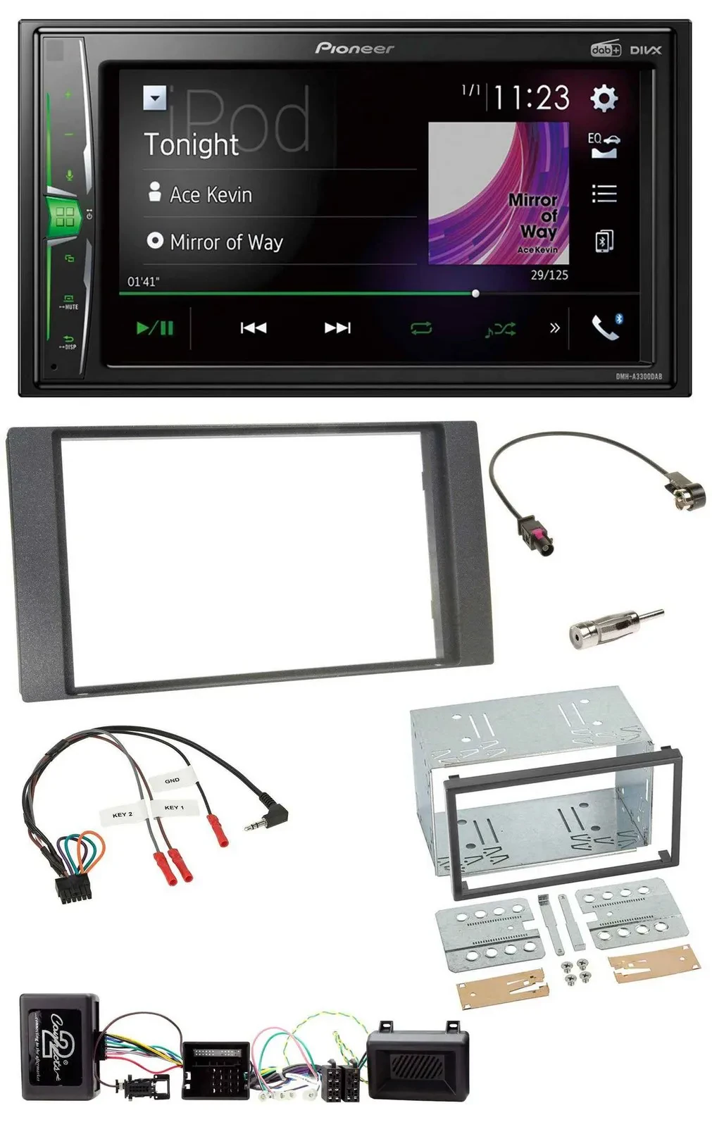 Автомагнитола Pioneer 2DIN DAB USB Bluetooth для Ford Kuga 2008–2012, антрацит