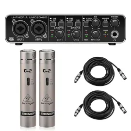 Behringer U-Phoria UMC204HD Audiophile 2x4 USB Audio/MIDI Interface, Bundle with
