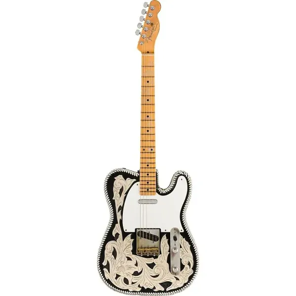 Электрогитара Fender Custom Shop Limited Edition Waylon Jennings Telecaster Relic Black and White Tooled Leather Over Butterscotch Blonde