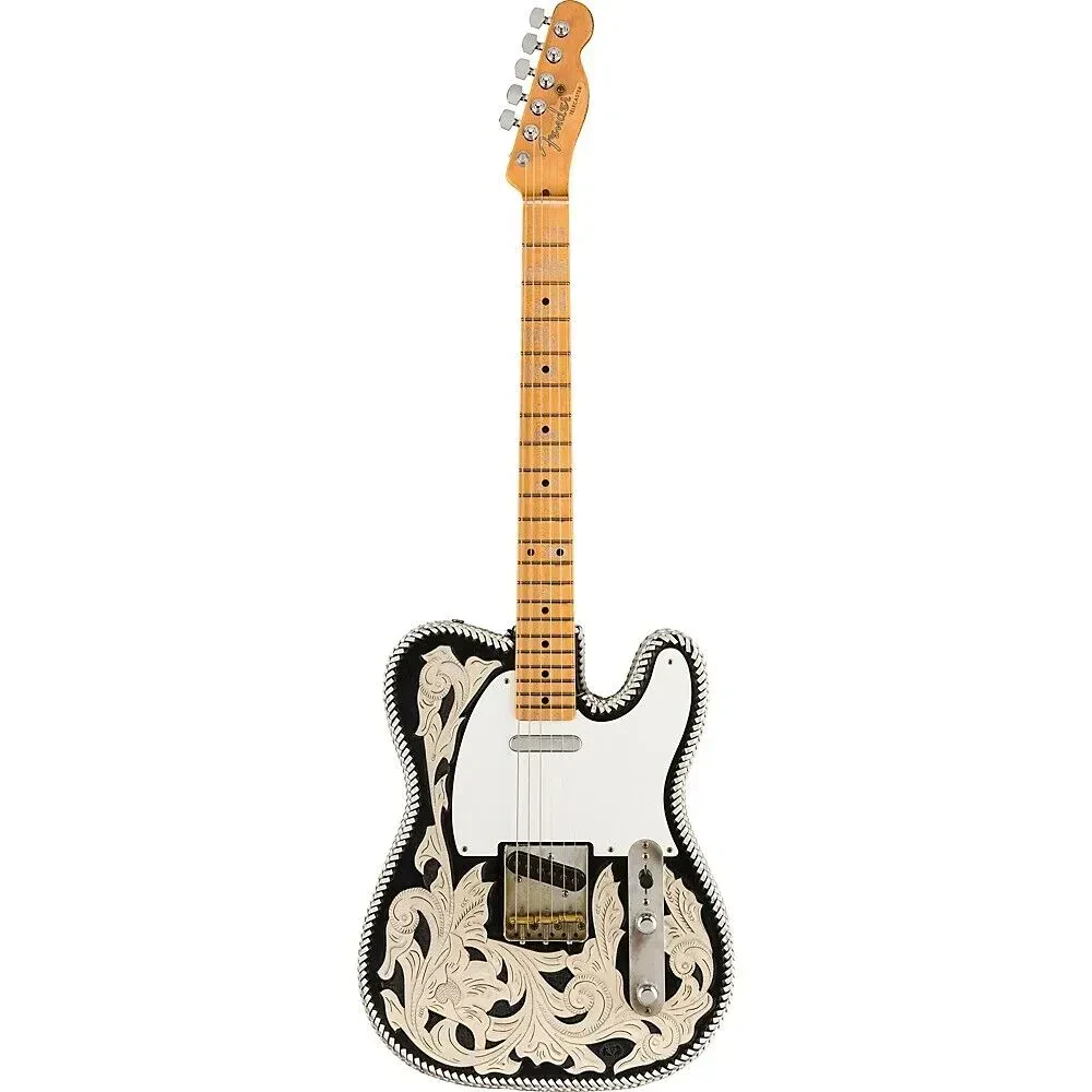 Электрогитара Fender Custom Shop Limited Edition Waylon Jennings Telecaster Relic Black and White Tooled Leather Over Butterscotch Blonde