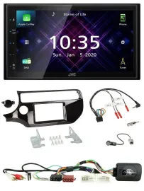 JVC DAB 2DIN Lenkrad Bluetooth USB Autoradio für Kia Rio UB ab 2015 piano schwar