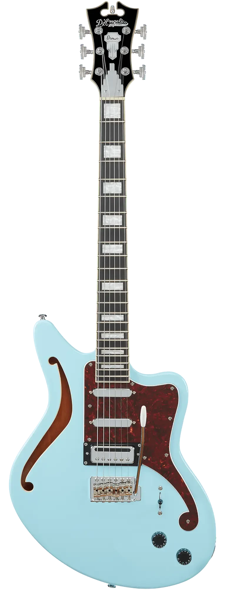 Электрогитара полуакустическая D'Angelico Premier Bedford with Stopbar Sky Blue