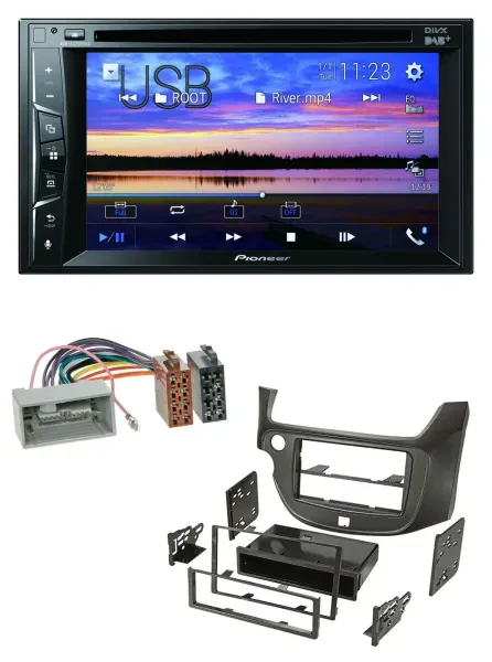 Pioneer Bluetooth 2DIN USB DVD DAB MP3 Autoradio für Honda Jazz ab 09 dunkelgrau