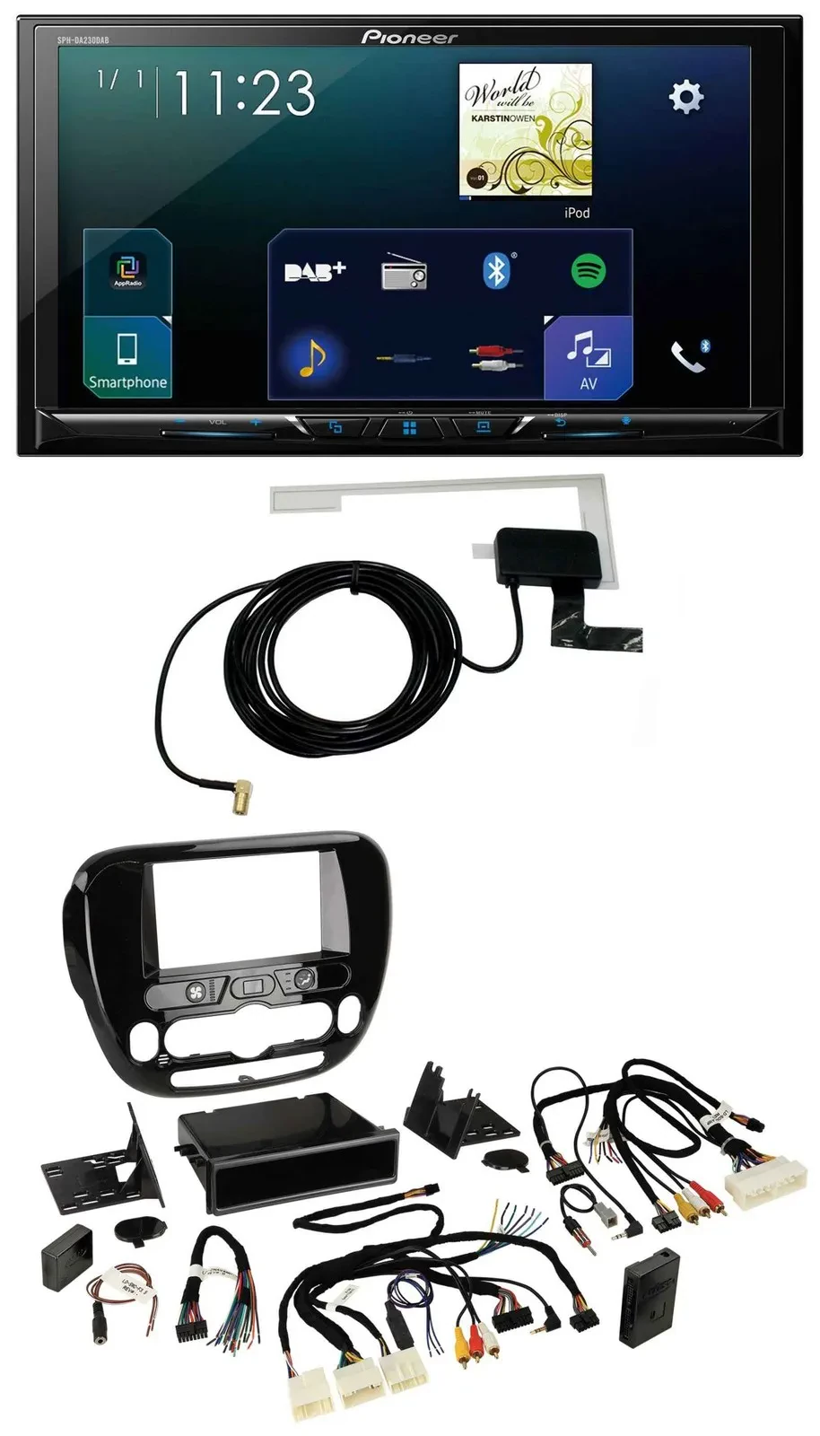 Pioneer 2DIN DAB USB Lenkrad Bluetooth Autoradio für Kia Soul ab 2014 Klima