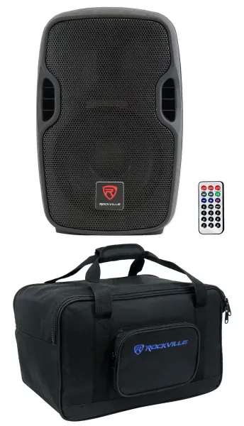 Rockville BPA8 8" Powered 300w DJ PA Speaker w Bluetooth+Weather proof Carry Bag