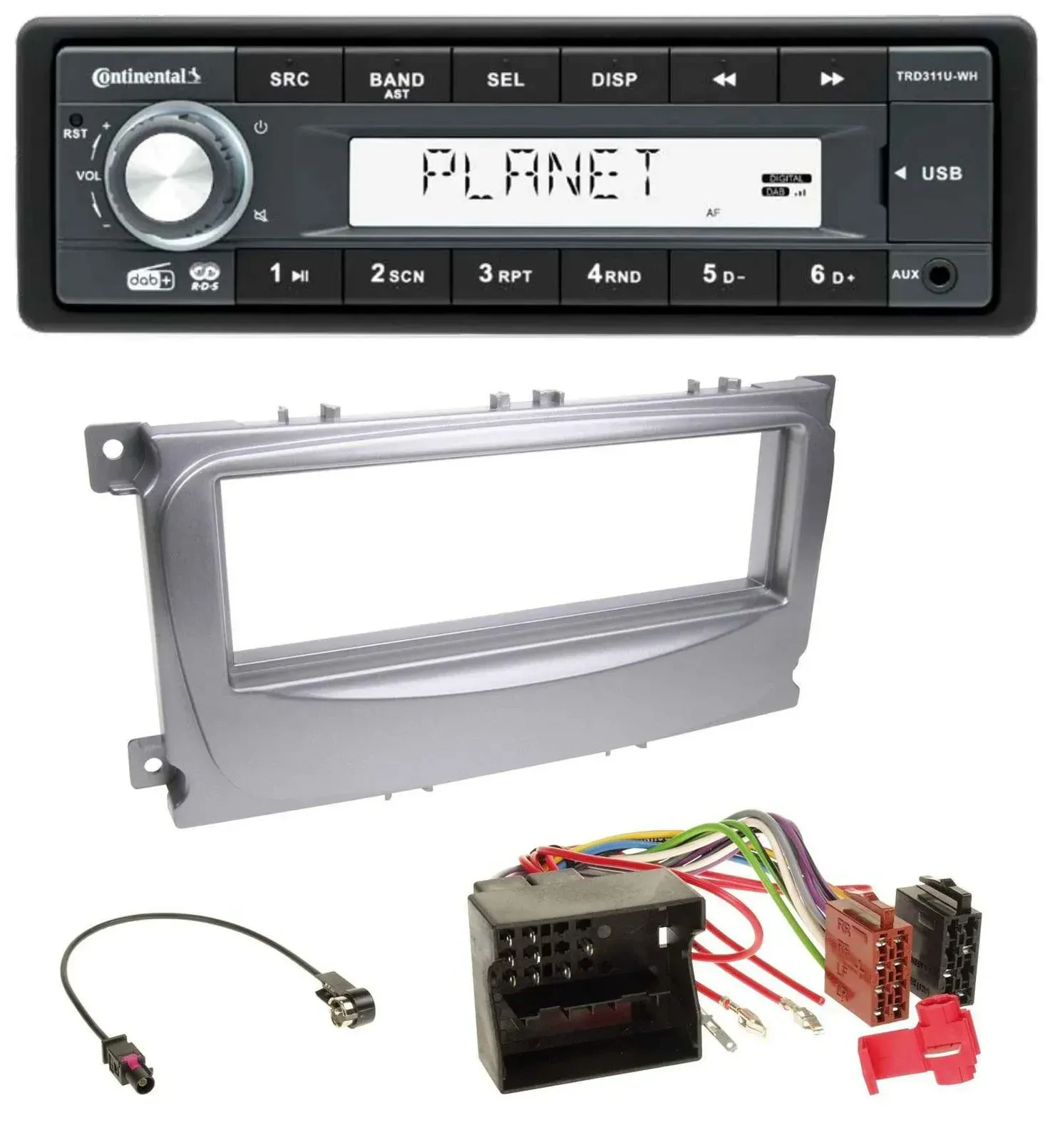Continental MP3 AUX USB DAB 1DIN Autoradio für Ford S-Max Mondeo 07-14 silber