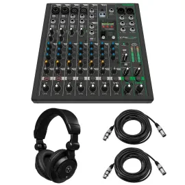 Mackie ProFX10v3+ 10-Channel Bluetooth Analog Mixer, w/Headphones  2x XLR Cable