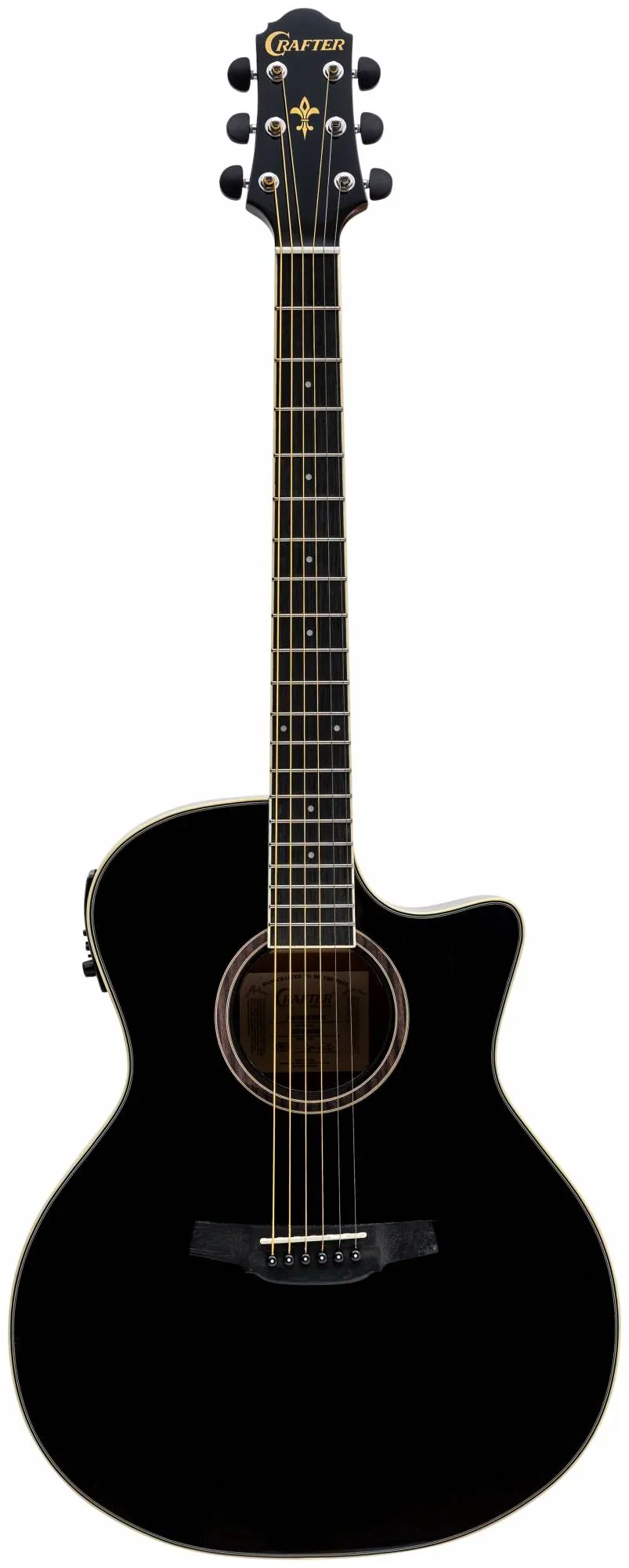 Электроакустическая гитара CRAFTER HG-250CE/BK Grand Auditorium, с вырезом, черная