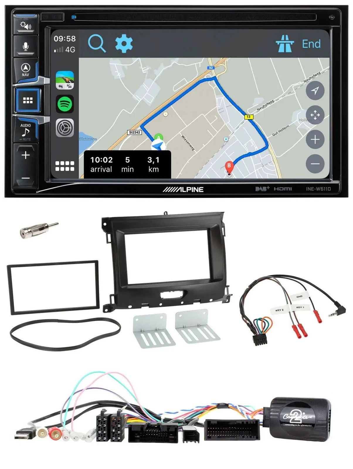Alpine DAB TMC Bluetooth 2DIN USB Lenkrad Navigation für Ford Ranger XL ab 02/20
