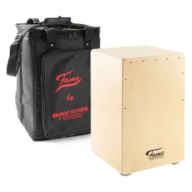 Fame Cajon Set Birch Snare Adjustable Frontplate Natural Finish Pro Bag Incl.