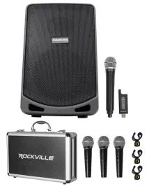 Активная акустическая система для DJ Samson Expedition XP106W 6" перезаряжаемая, портативная (набор, 4 микрофона)