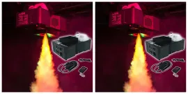 (2) American DJ Fog Fury Jett Vertical Fog Machines w/12 LED+DMX+Wireless Remote