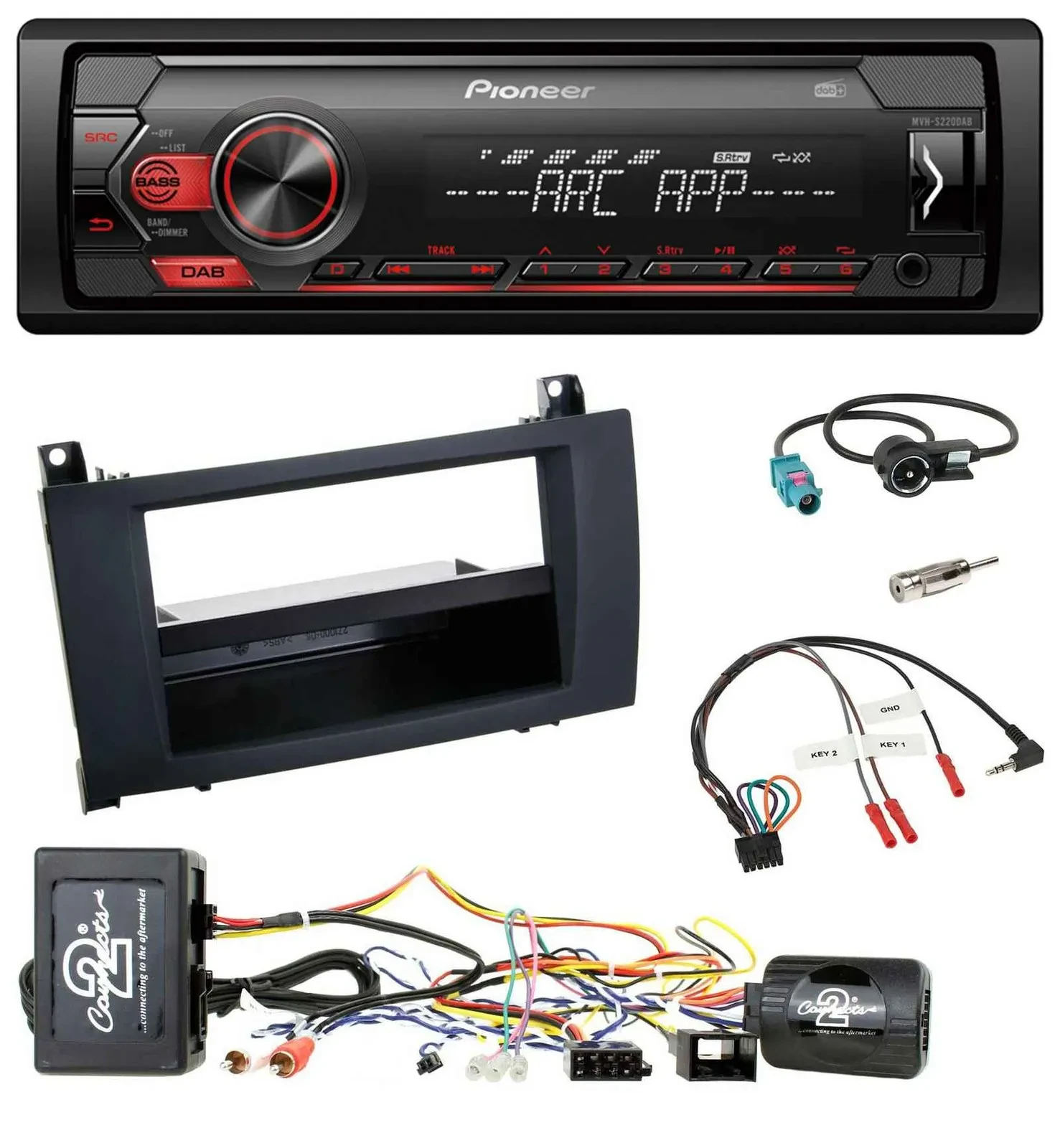 Автомагнитола для Mercedes SLK R171 (2004–2011) Pioneer DAB 1-DIN USB MP3, совместима с кнопками на руле, для активной системы