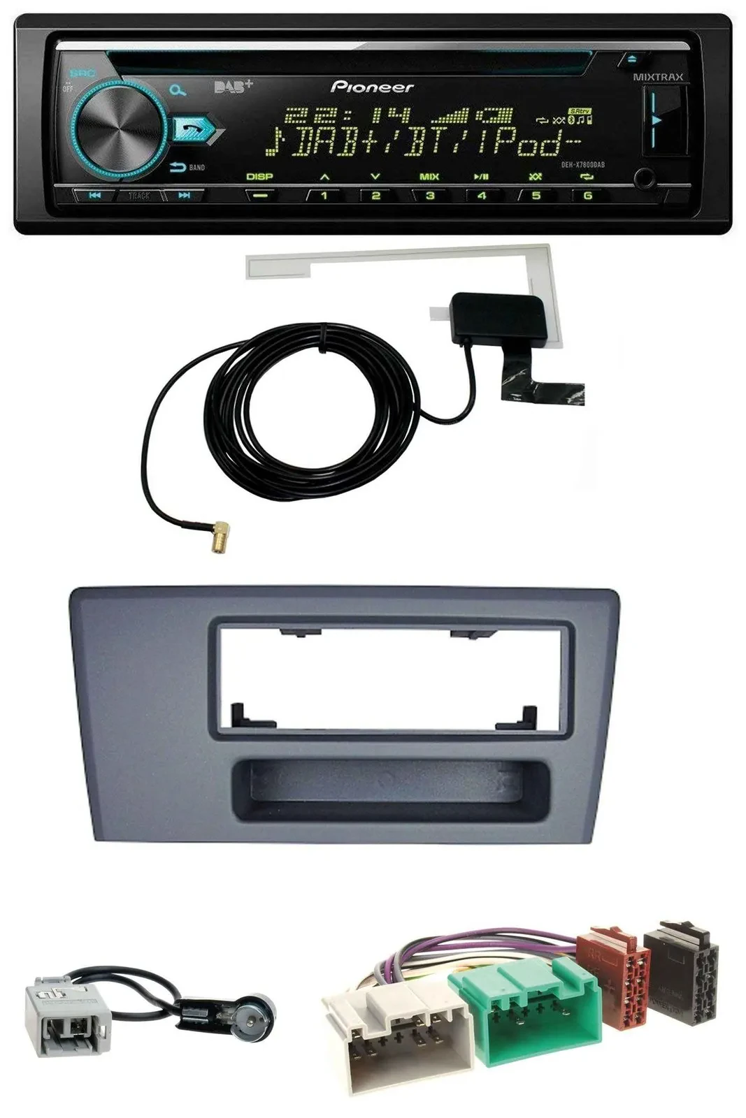 Pioneer MP3 AUX CD USB DAB Autoradio für Volvo S60 S70 C70 V70 00-03 dunkelgrau