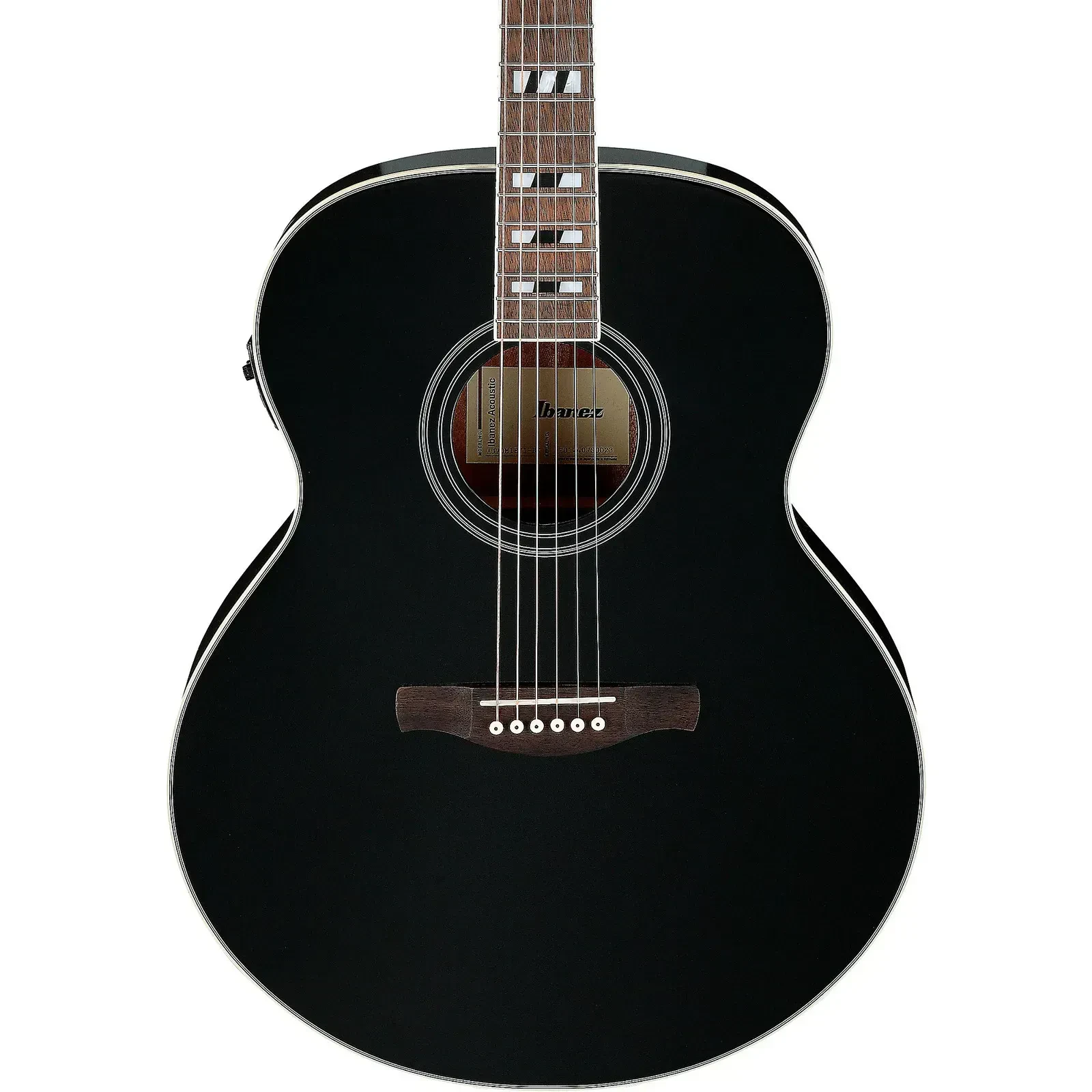 Электроакустическая гитара Ibanez AJ70M1E Jumbo, верх: цельная ель, черный, глянец