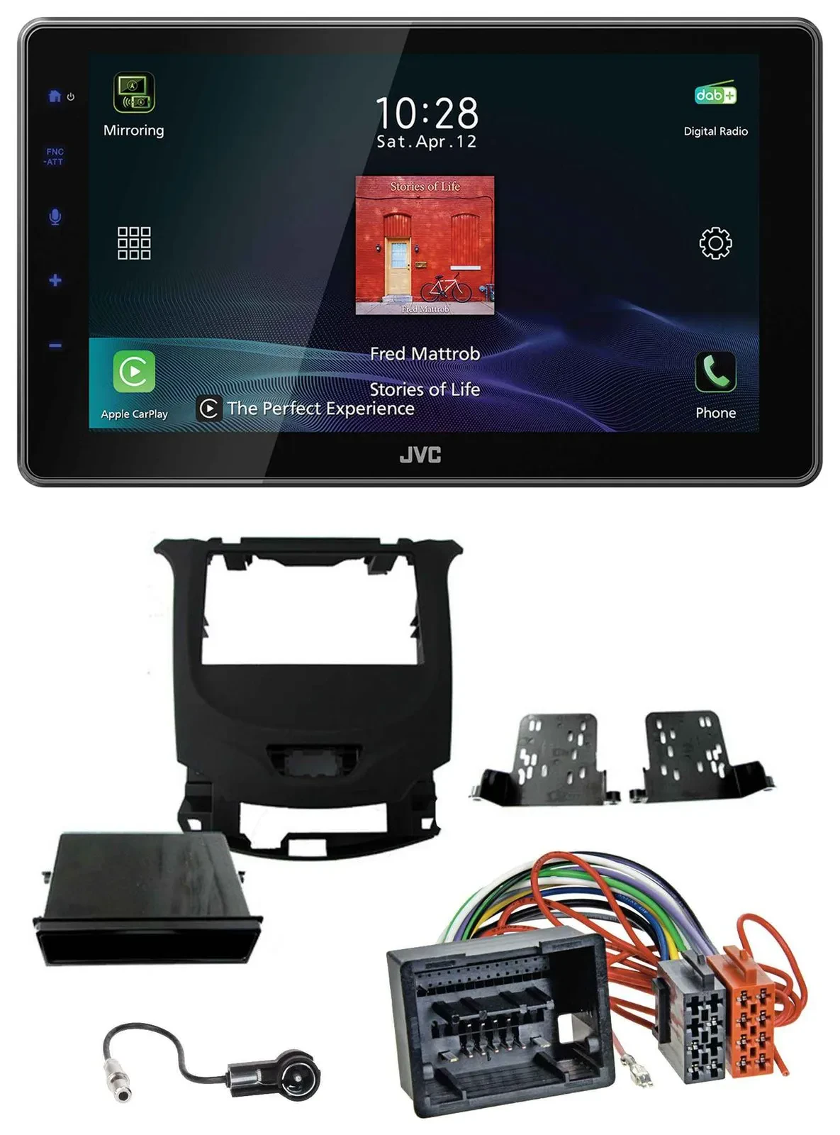 JVC DAB MP3 Bluetooth USB Autoradio für Chevrolet Cruze ab 2016 Klavierlack/schw