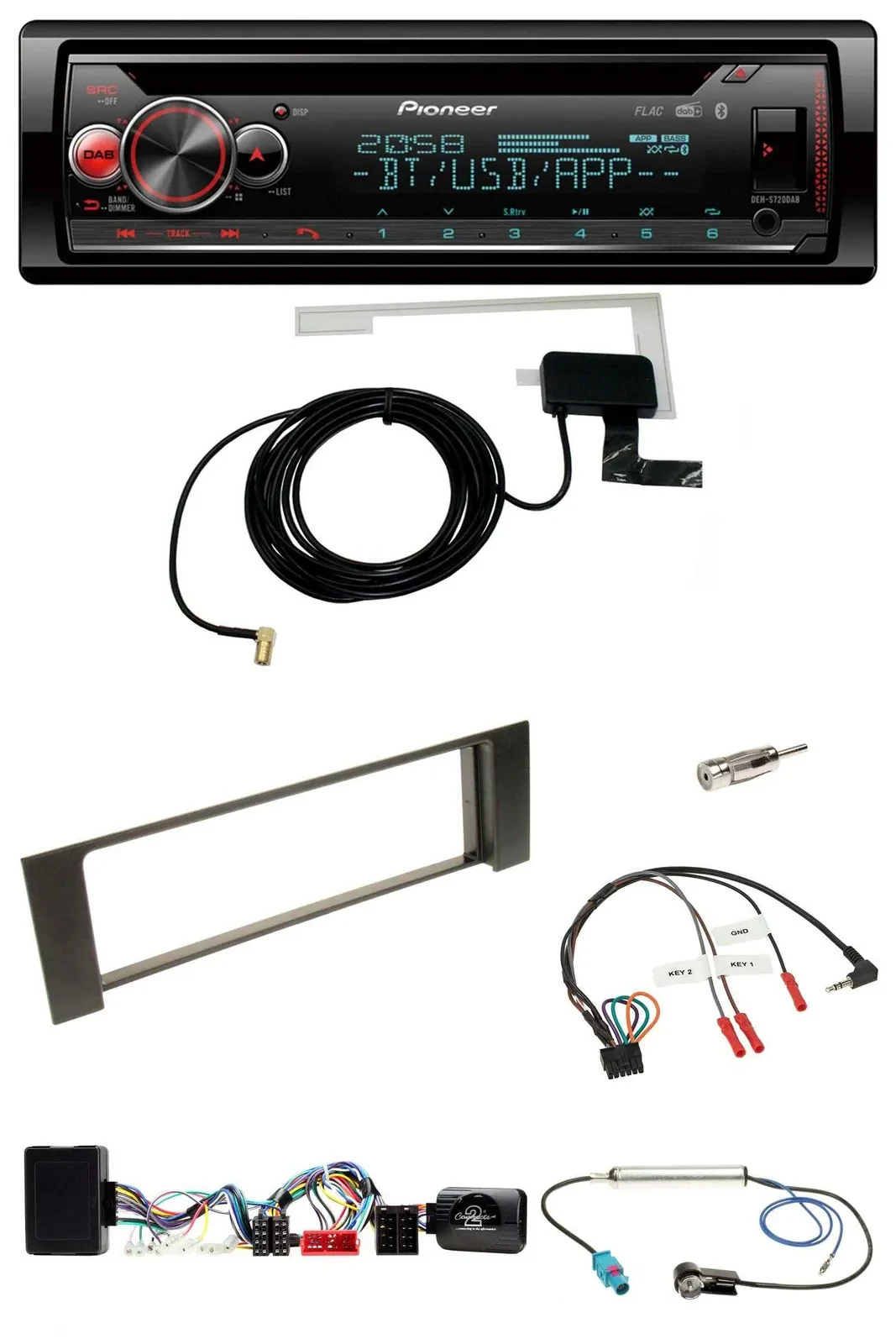Автомагнитола Pioneer DAB, CD, USB, Bluetooth для Audi A4 B6 (2000–2004), поддержка управления на руле, совместима с Bose