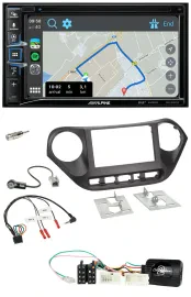 Автомагнитола для Hyundai i10 (с 2014) Alpine DAB, TMC, Bluetooth, 2DIN, USB, поддержка кнопок на руле, навигация