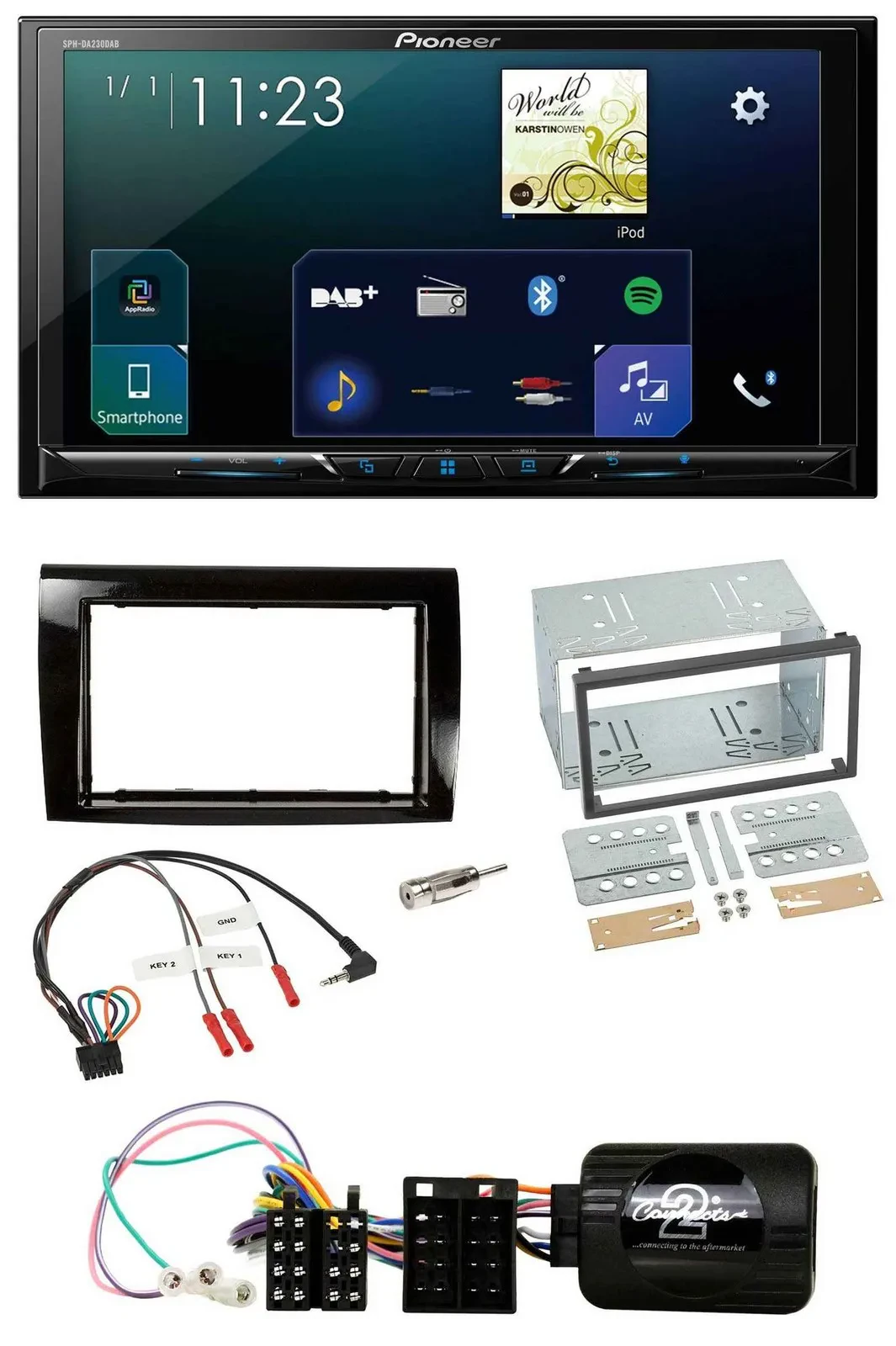 Автомагнитола Pioneer для Fiat Bravo 2007–2014 2DIN, Bluetooth, USB, DAB, поддержка кнопок на руле
