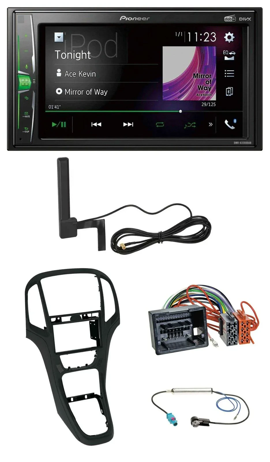 Pioneer MP3 DAB AUX 2DIN Bluetooth Autoradio für Opel Astra J ab 12/09 Perlschwa