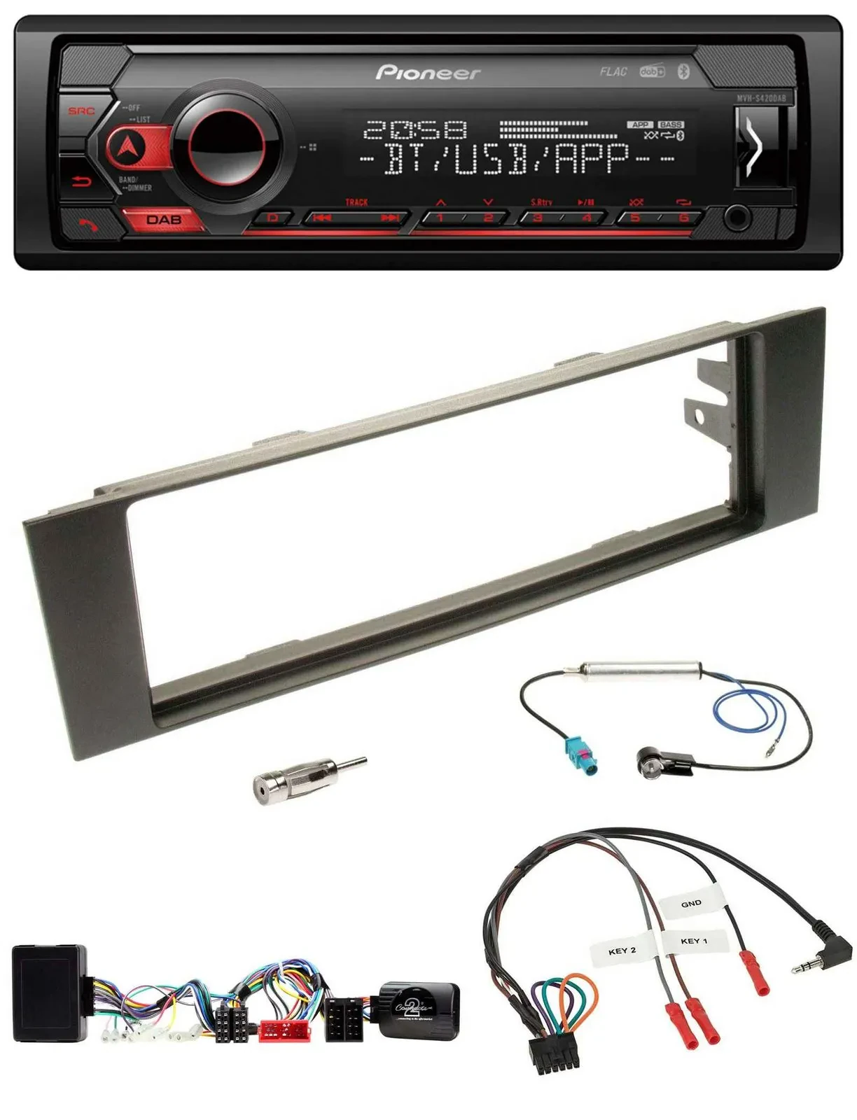 Pioneer Lenkrad USB DAB Bluetooth Autoradio für Audi A3 03-06 vollaktiv