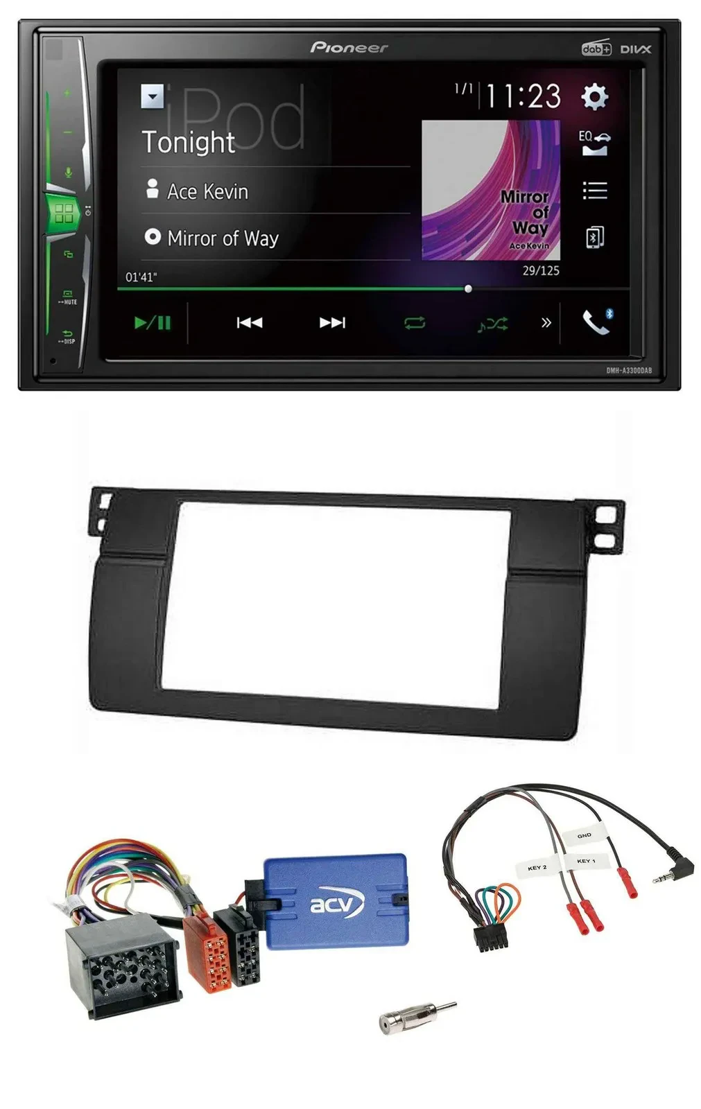 Автомагнитола для BMW 3 Series E46 (2000–2006) Pioneer 2-DIN DAB USB Bluetooth, совместима с кнопками на руле