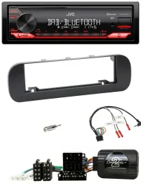 JVC Bluetooth USB DAB Lenkrad Autoradio für Fiat Panda 2012-2020 schwarz