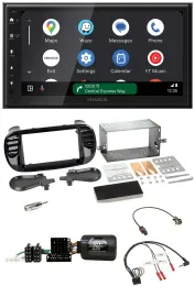 Kenwood DAB Bluetooth USB Lenkrad 2DIN Autoradio für Fiat 500 Fakra 08-15 schwar