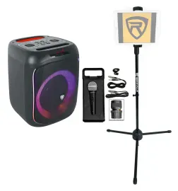 Rockville ROCKBOX PRO V2 LED Karaoke Machine System Party Speaker w/Tablet Stand