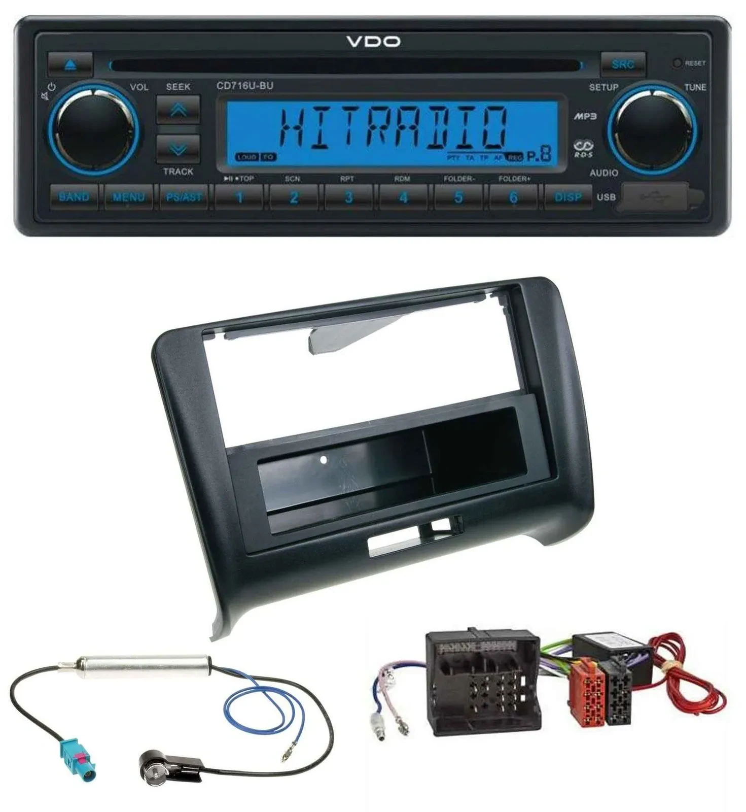 VDO AUX MP3 1DIN CD USB Autoradio für Audi TT 06-14 Aktivsystem Quadlock