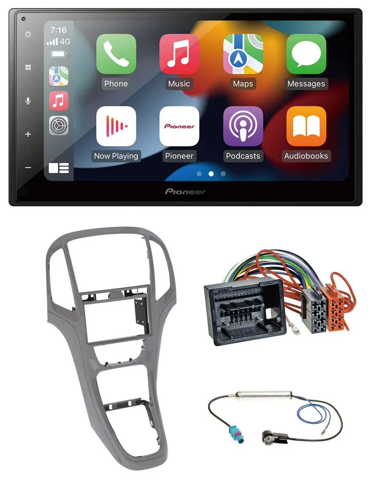 Автомагнитола для Opel Astra J (с 2009) Pioneer 2DIN, DAB, Bluetooth, USB, MP3, титаново-серый