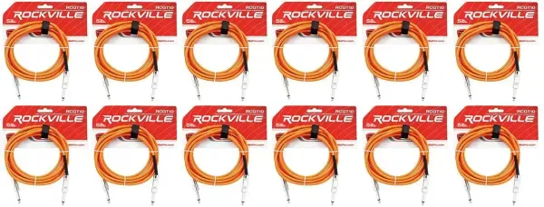 Инструментальный кабель Rockville RCGT10O Orange 3 м (12 штук)