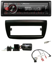 Автомагнитола Pioneer 1-DIN, DAB, USB, поддержка MP3, для Fiat Doblo 2012–2015, черный, совместима с кнопками на руле