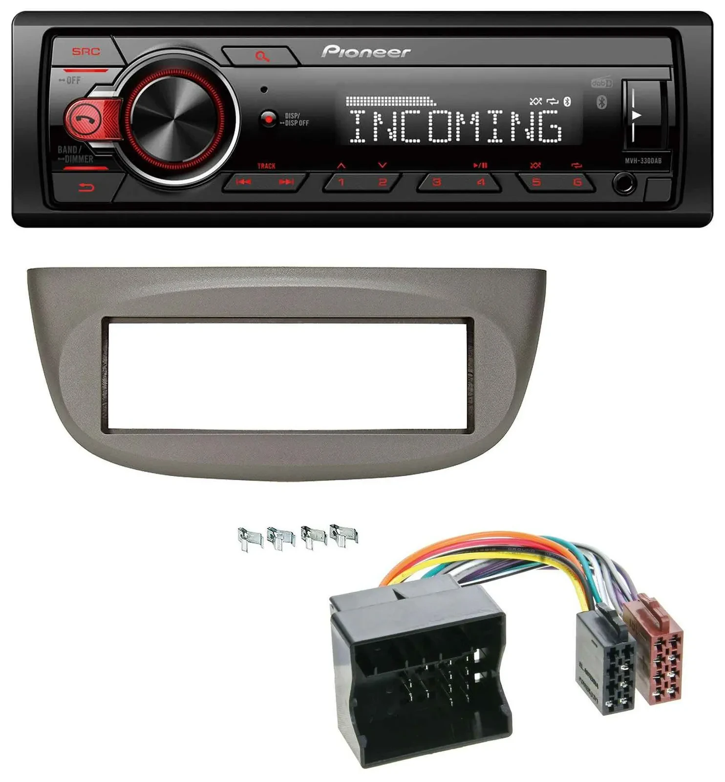 Pioneer Bluetooth USB DAB MP3 Autoradio für Renault Twingo 07-14 beige-grau