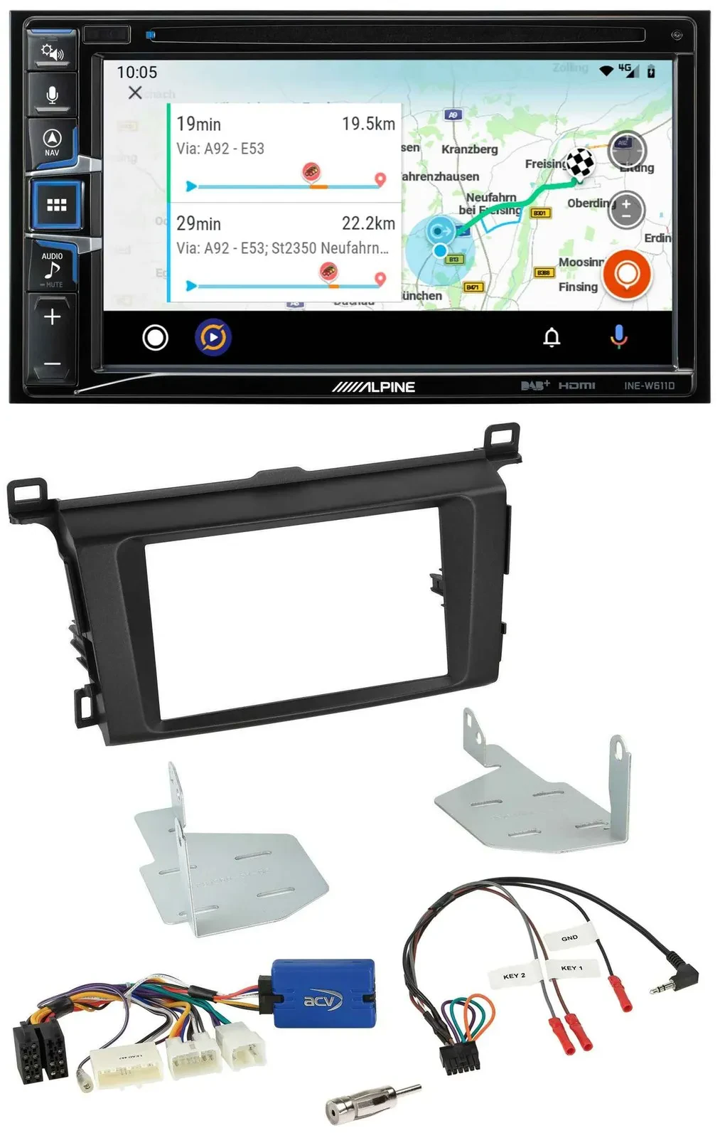 Alpine Bluetooth TMC USB DAB 2DIN Lenkrad Navigation für Toyota RAV 4 ab 2013