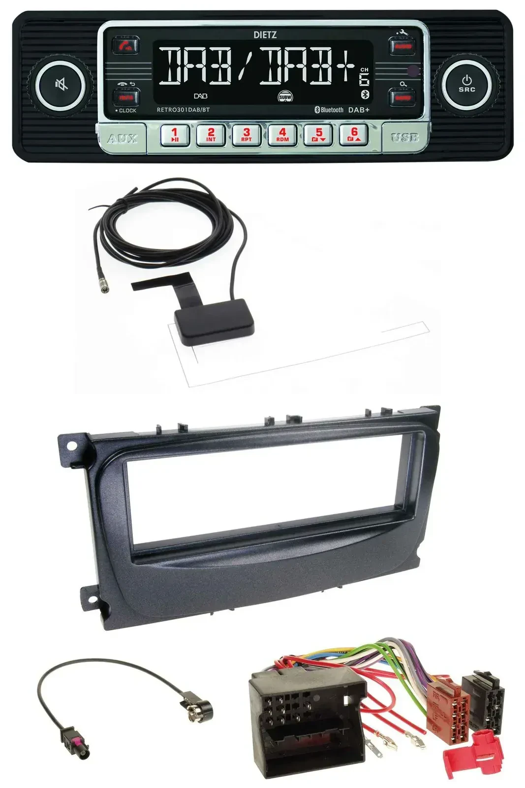 Автомагнитола для Ford Mondeo/S‑Max 2007–2014 Dietz DAB, Bluetooth, USB, MP3, чёрная