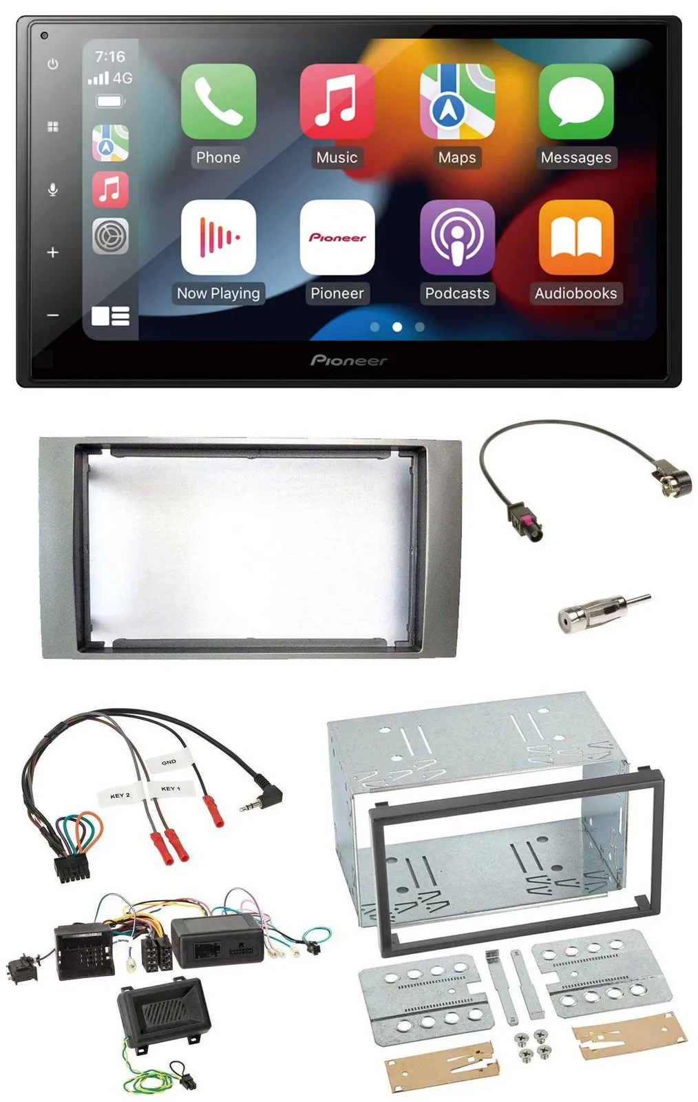 Pioneer DAB Bluetooth 2DIN USB Lenkrad Autoradio für Ford Kuga 2008-2012 silber