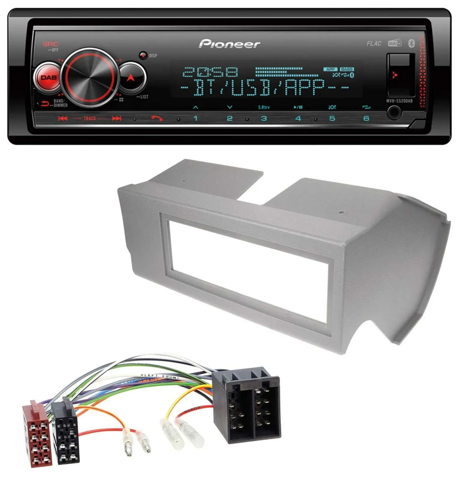 Автомагнитола Pioneer Bluetooth USB MP3 DAB для Fiat Panda (до 2002), серый