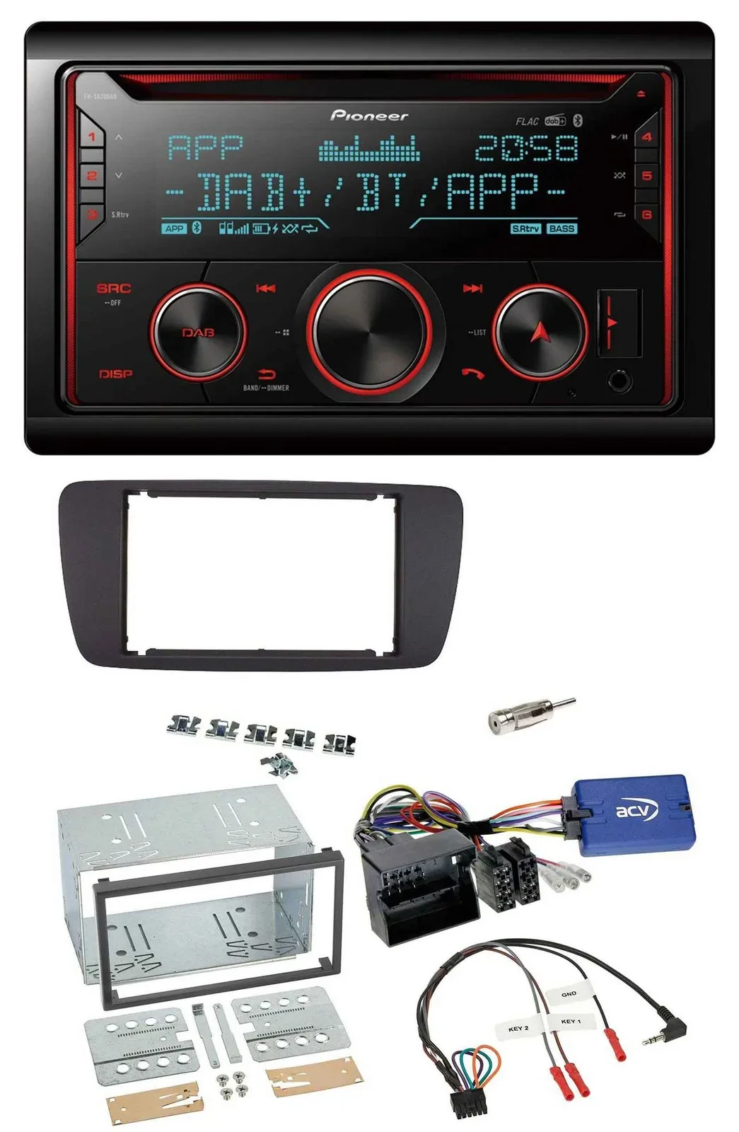 Автомагнитола для Seat Ibiza (с 2008 г.) Pioneer 2DIN DAB Bluetooth USB CD управление с руля