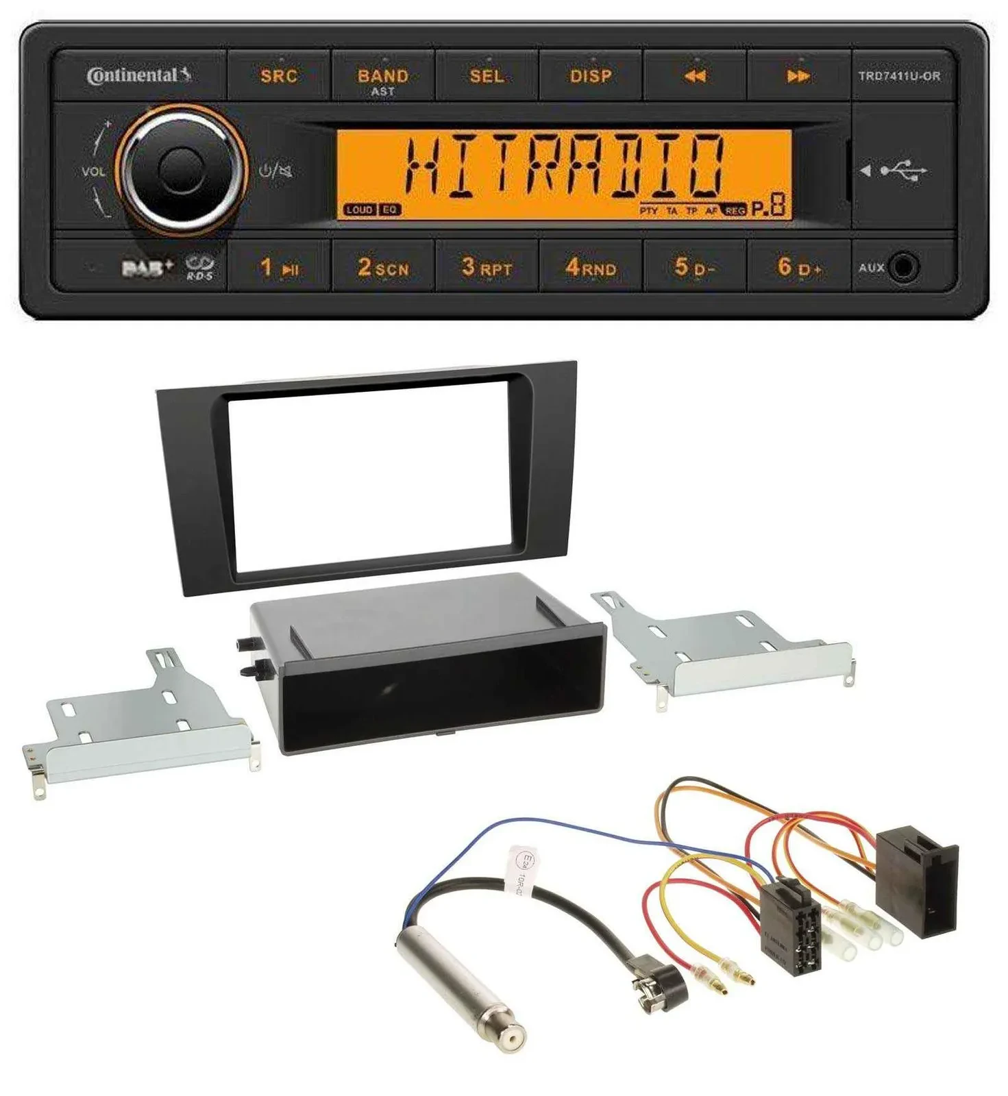 Автомагнитола для Audi A4 (B5 1999–2001) Continental 1-DIN, DAB, MP3, AUX, USB
