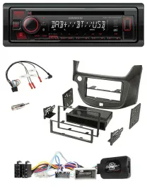 Kenwood Lenkrad CD USB Bluetooth DAB Autoradio für Honda Jazz ab 2014 dunkelgrau