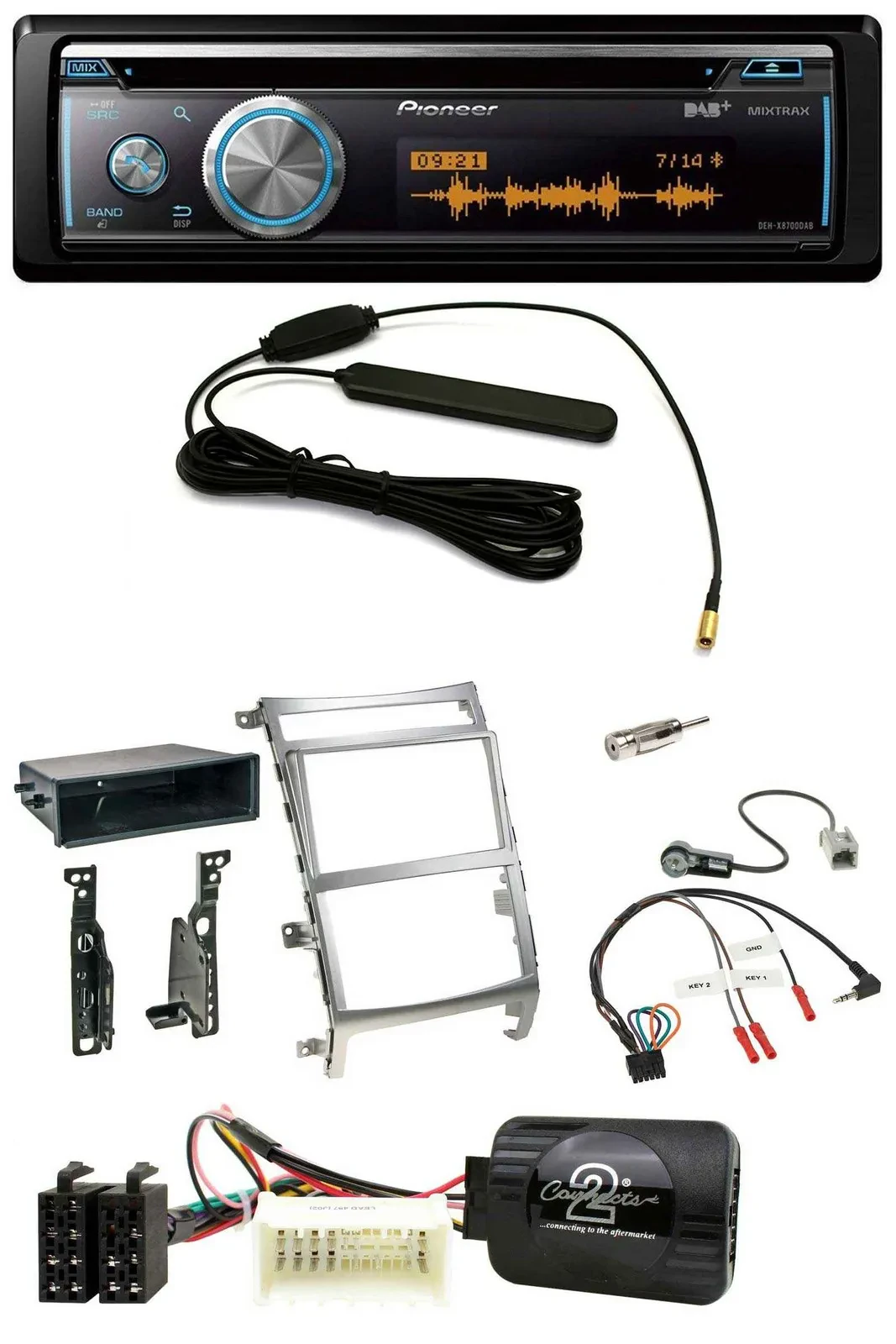 Автомагнитола Pioneer CD USB Bluetooth DAB для Hyundai IX55 2009–2012, серебристая