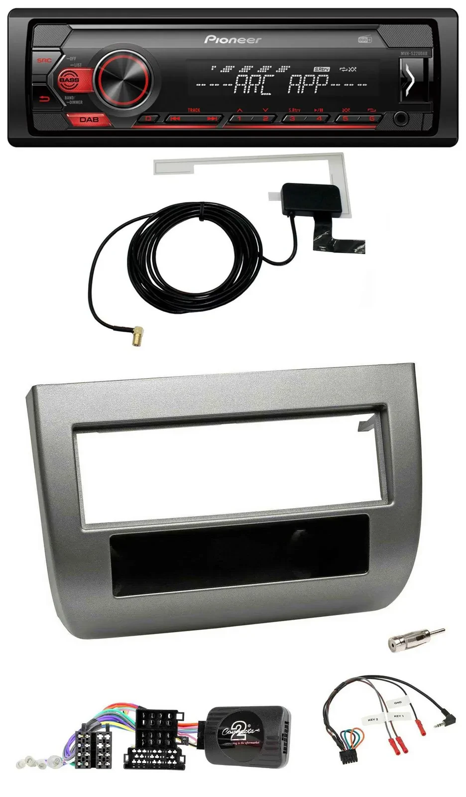 Автомагнитола для Lancia Y 843 (2005–2011) Pioneer 1DIN, USB, DAB, MP3, поддержка кнопок на руле, антрацит