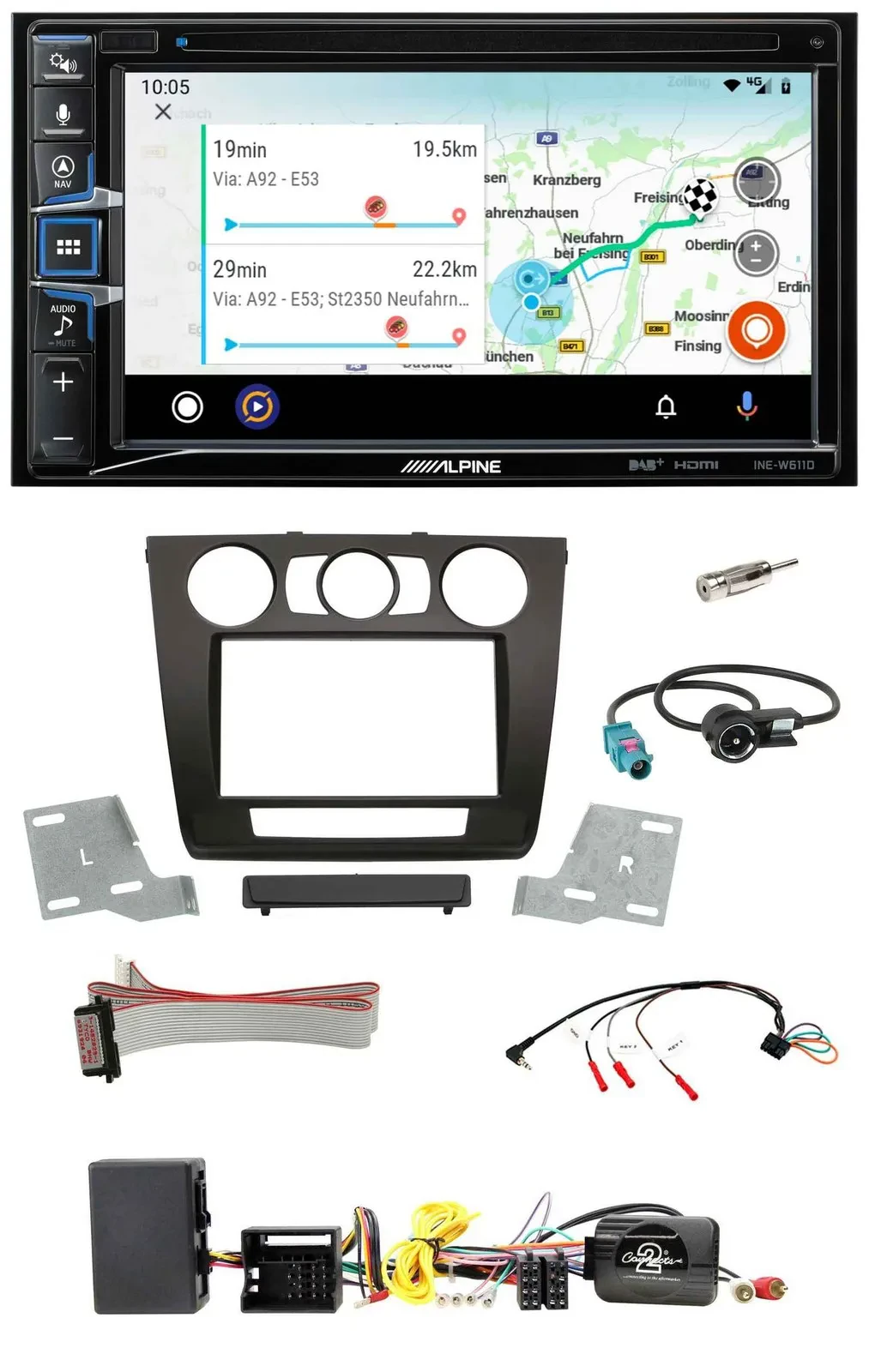 Alpine Bluetooth TMC USB DAB 2DIN Lenkrad Navigation für BMW 1er Aktiv man. Klim