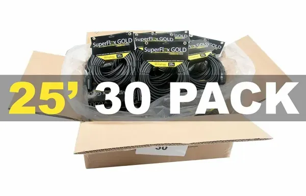 MASTER CASE of (30) SuperFlex GOLD SFM-25 Premium Microphone Cables 25'