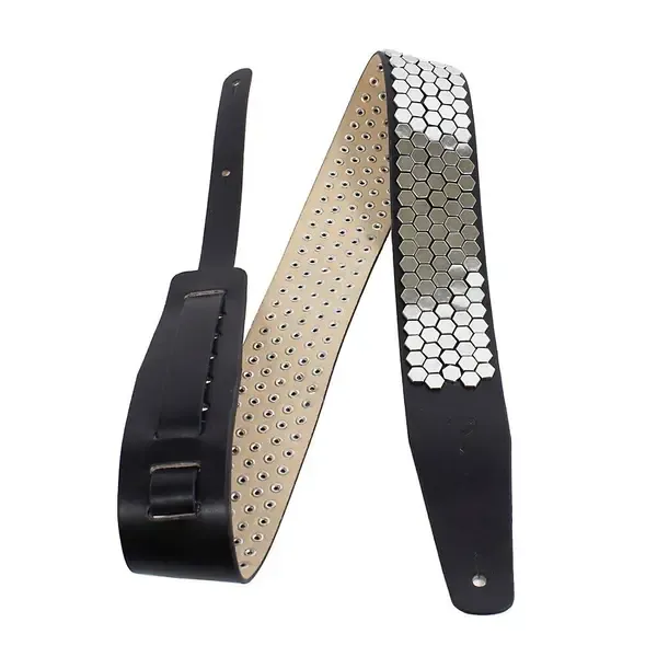 Ремень для гитары Perri's Flat Stud Leather Guitar Strap Black 2.5 in.