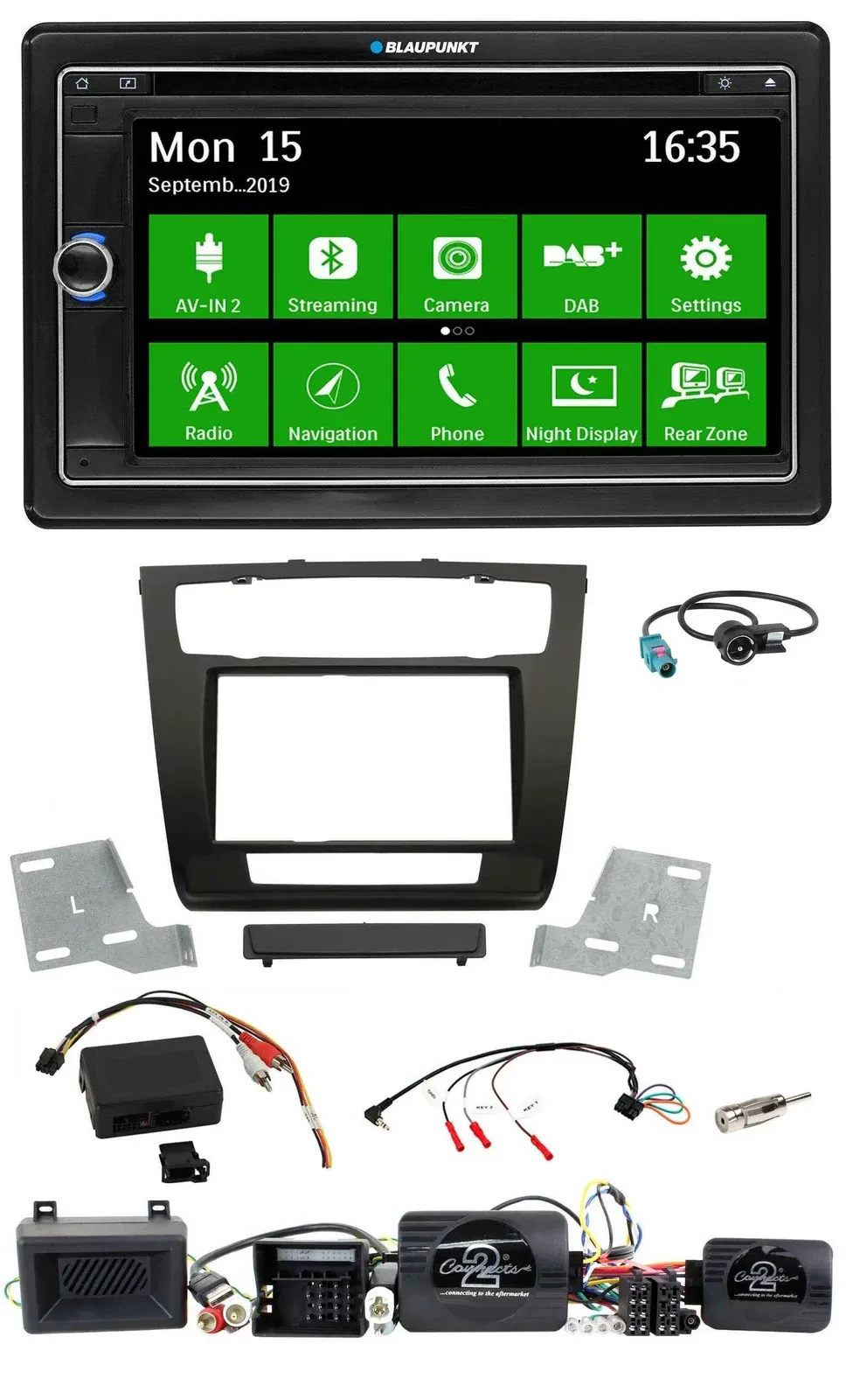 Blaupunkt Bluetooth 2DIN Lenkrad DAB USB TMC Navigation für BMW 1er Aktiv PDC au
