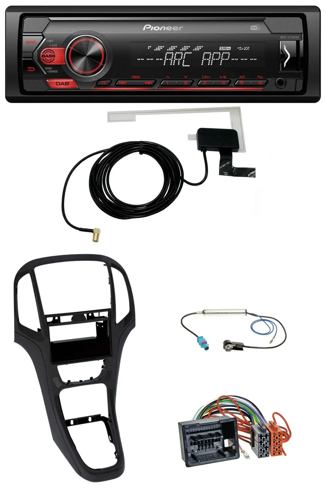 Pioneer 1DIN USB DAB MP3 AUX Autoradio für Opel Astra J ab 2009 Perl schwarz